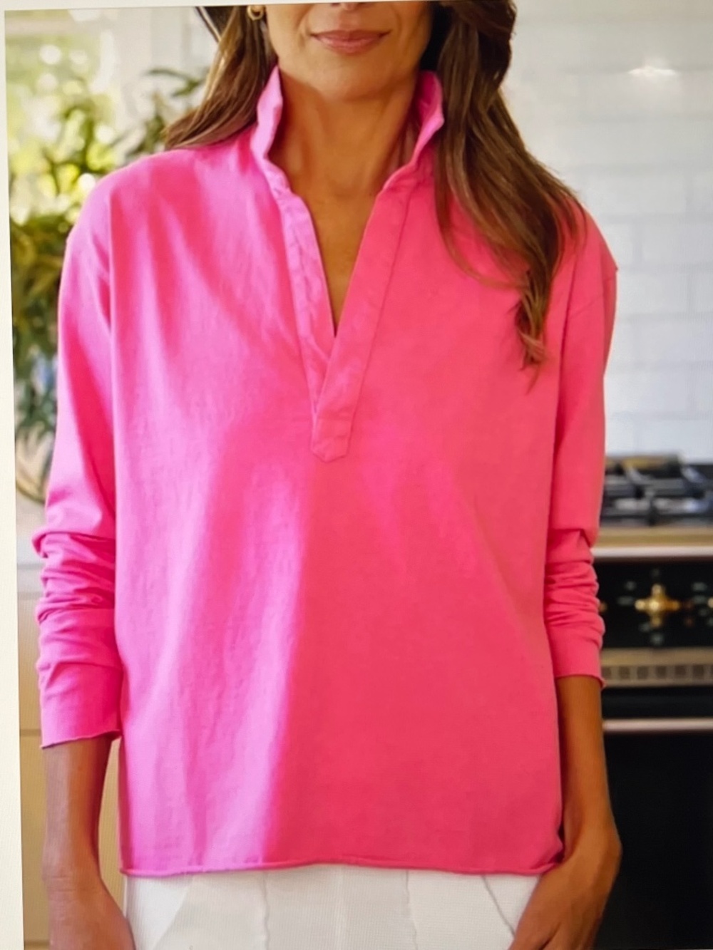 FRANK & EILEEN Patrick Popover Henley Candy Pink Size M
